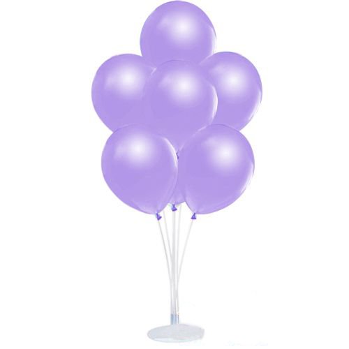 Balon Standı ve 10 Adet Sedefli Metalik Lila Balon Seti (CLZ)