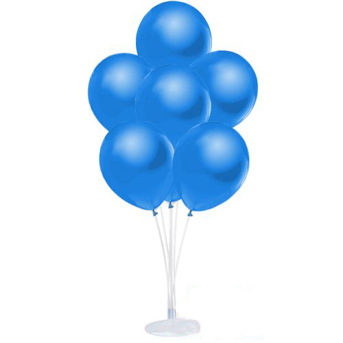 Balon Standı ve 10 Adet Sedefli Metalik Mavi Balon Seti (CLZ)