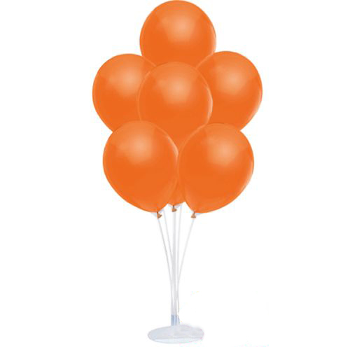 Balon Standı ve 10 Adet Sedefli Metalik Turuncu Balon Seti (CLZ)