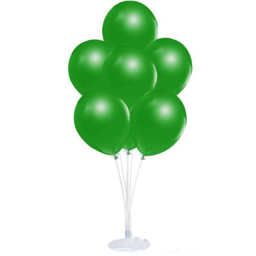Balon Standı ve 10 Adet Sedefli Metalik Yeşil Balon Seti (CLZ)
