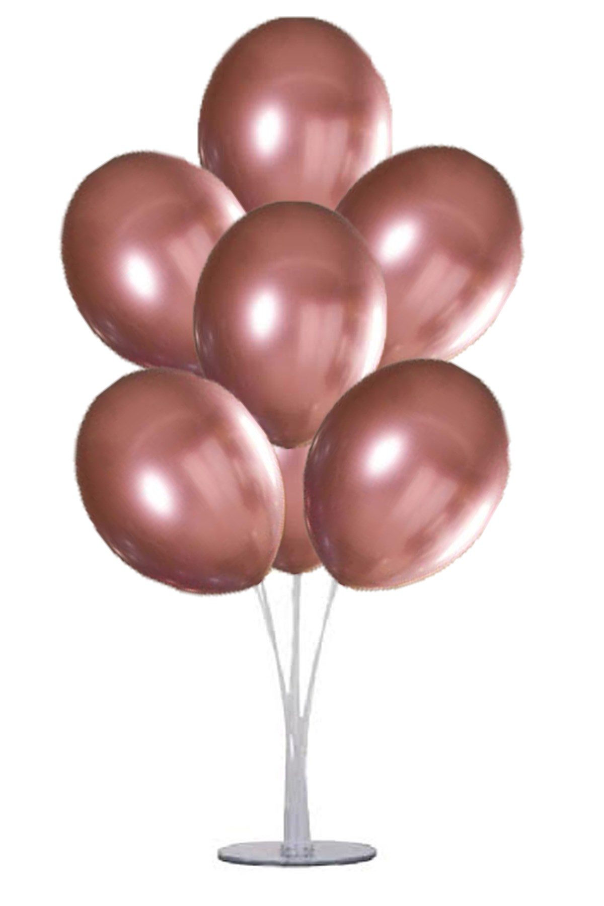 Balon Standı ve 7 Adet Pembe Renk Krom Balon Seti (CLZ)