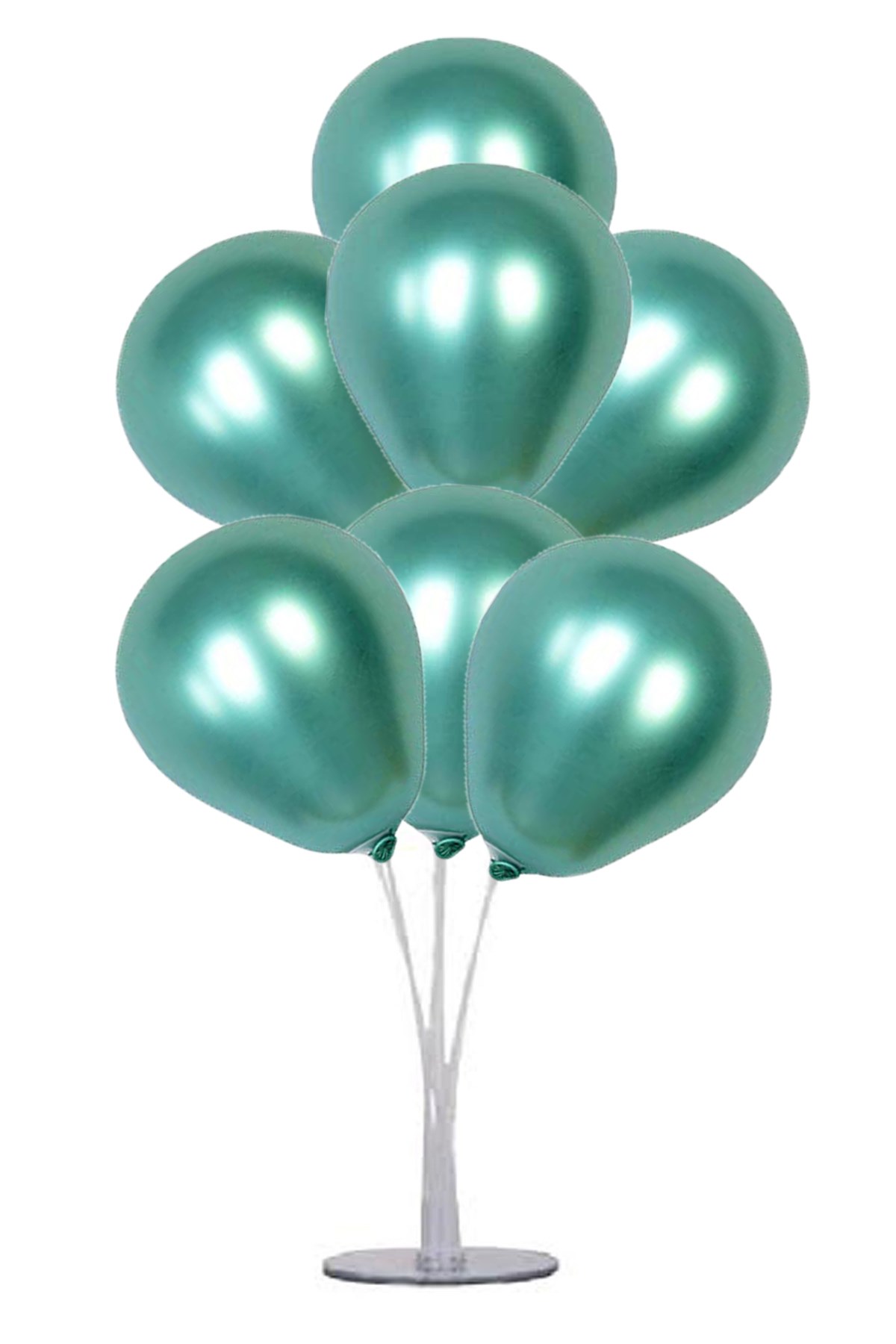 Balon Standı ve 7 Adet Yeşil Renk Krom Balon Seti (CLZ)