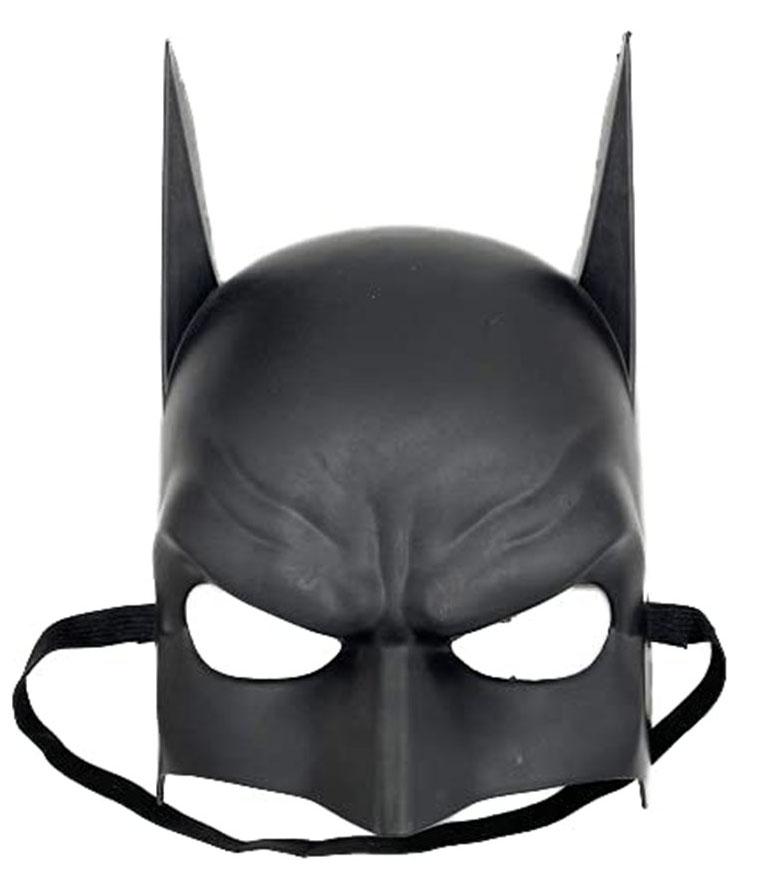 Siyah Renk Çocuk Boy Arkadan Lastikli Batman Maskesi A Kalite  20x14 cm (CLZ)