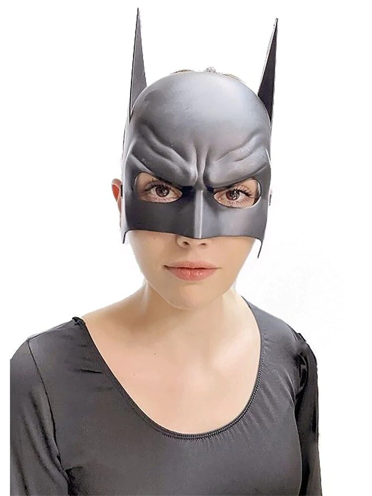 Siyah Renk Çocuk Boy Arkadan Lastikli Batman Maskesi A Kalite  20x14 cm (CLZ)