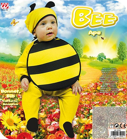 Bebek Boy Arı Kostüm Şapkası ve Önlük Seti (CLZ)