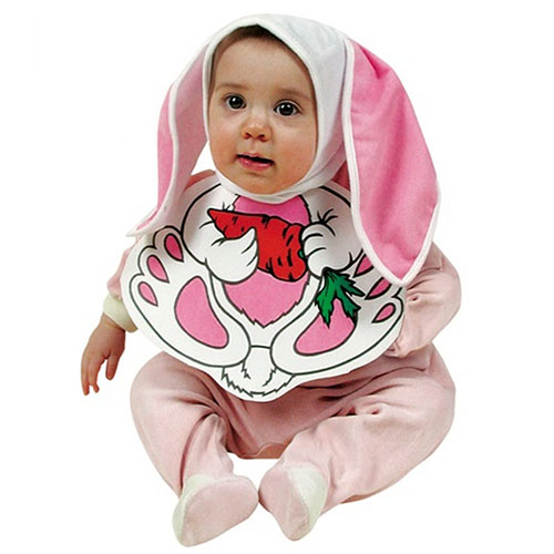Bebek Boy Tavşan Şapkası ve Önlük Seti (CLZ)