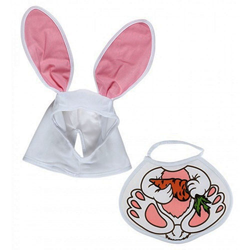 Bebek Boy Tavşan Şapkası ve Önlük Seti (CLZ)