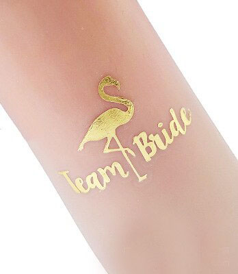 Bekarlığa Veda Partisi Flamingolu Team Bride Dövmesi Altın Renk (CLZ)