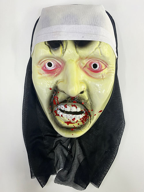 Beyaz Bandajlı Kanlı Siyah Kapşonlu Vampir Maskesi Mumya Maskesi (CLZ)