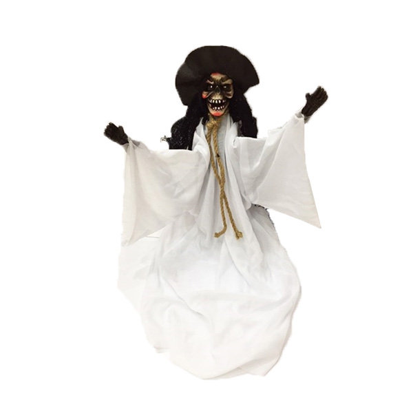 Beyaz Kostümlü Halloween Sensörlü Hareketli Titreşimli İskelet 45 cm (CLZ)