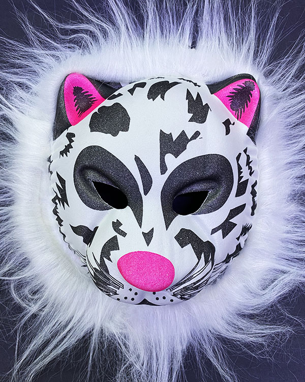 Beyaz Peluş Saçlı Kırılmaz Yumuşak Tiger Kaplan Maskesi 22x19 cm (CLZ)