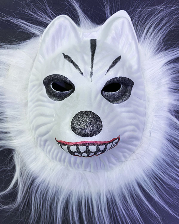 Beyaz Peluşlu Beyaz Renk Kırılmaz Yumuşak Sibirya Kurt Maskesi 22x19 cm (CLZ)