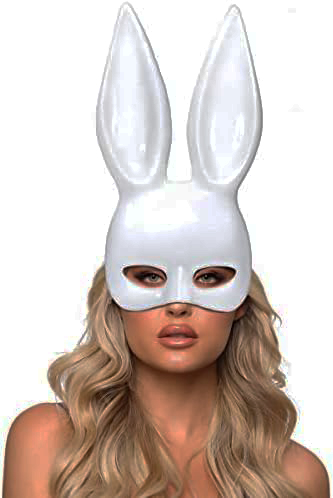 Beyaz Renk Ekstra Lüks Uzun Kulaklı Tavşan Maskesi 35x16 cm (CLZ)