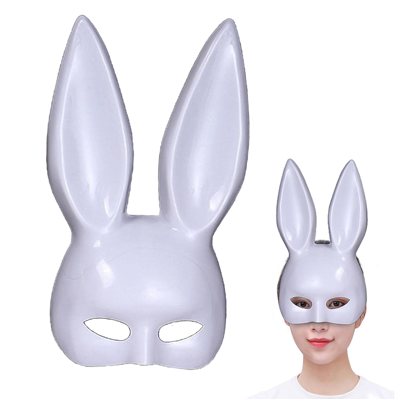 Beyaz Renk Ekstra Lüks Uzun Tavşan Maskesi 35x16 cm (CLZ)