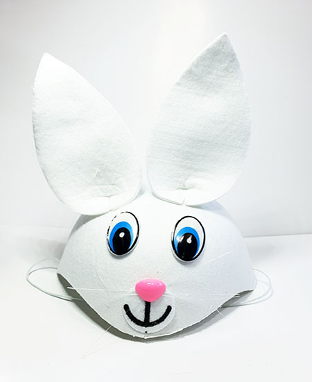 Beyaz Renk Kulaklı Tavşan Şapkası Hayvan Şapkası (CLZ)