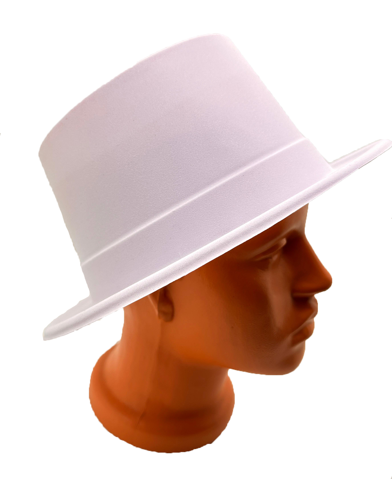 Beyaz Renk Plastik Nubuk Kadife Flok Kaplama Fötr Şapka 11 cm (CLZ)