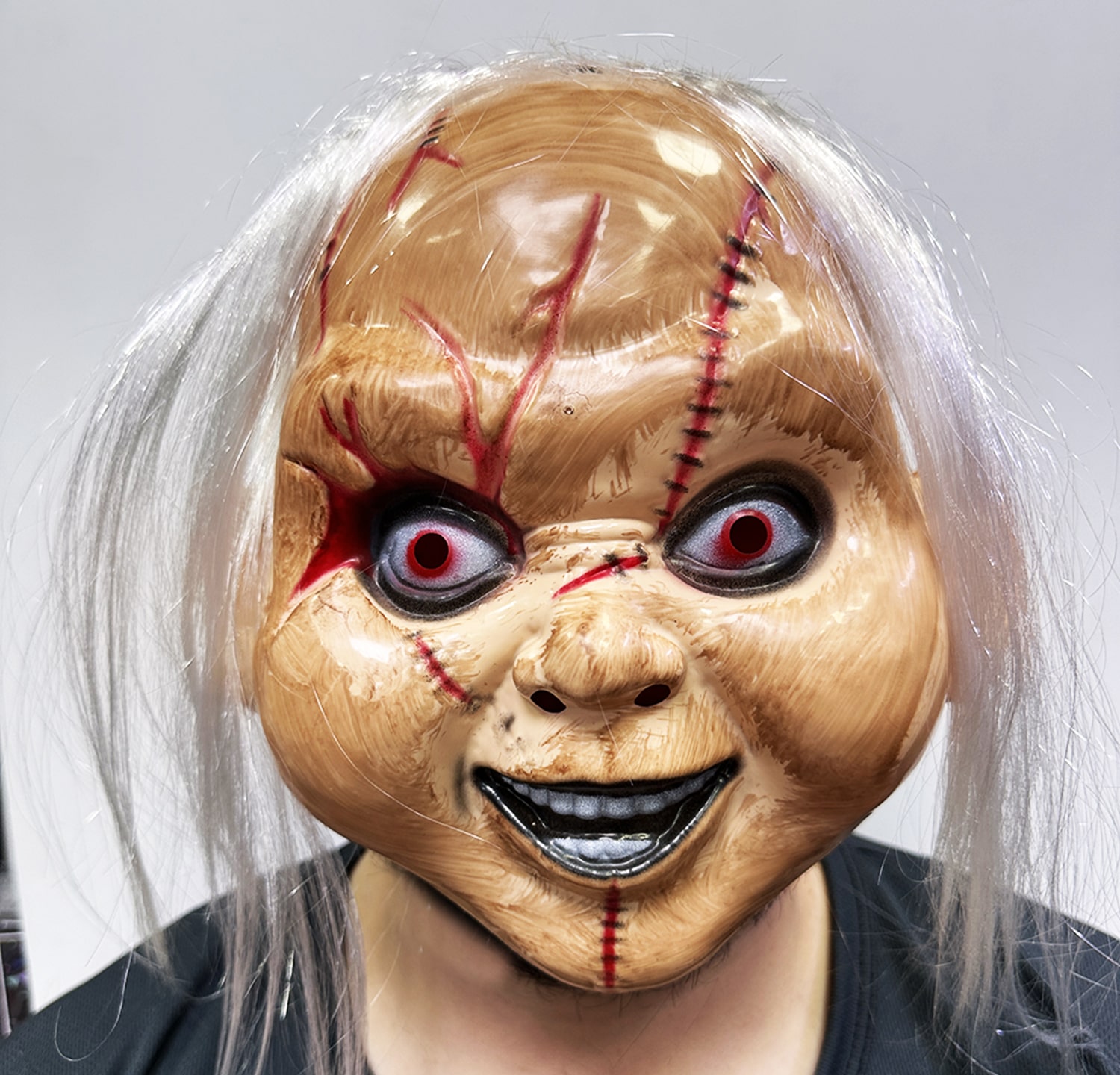 Beyaz Saçlı Çaki Maskesi Chucky Maskesi Yetişkin Çocuk Uyumlu  (CLZ)