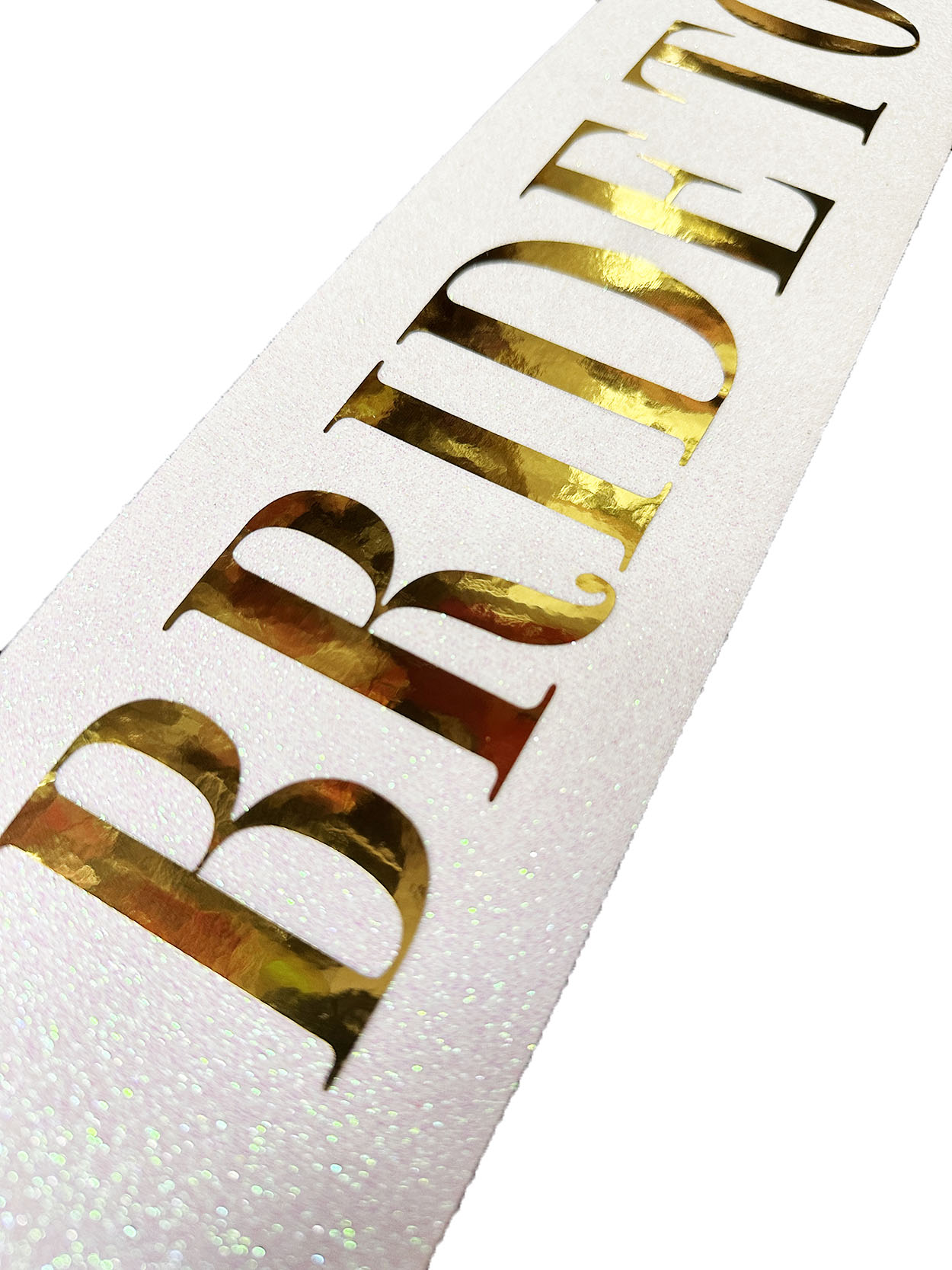 Beyaz Üzeri Altın Büyük Bride To Be Yazılı Simli Işıltılı Kuşak Kemer 10 cm Genişlik (CLZ)