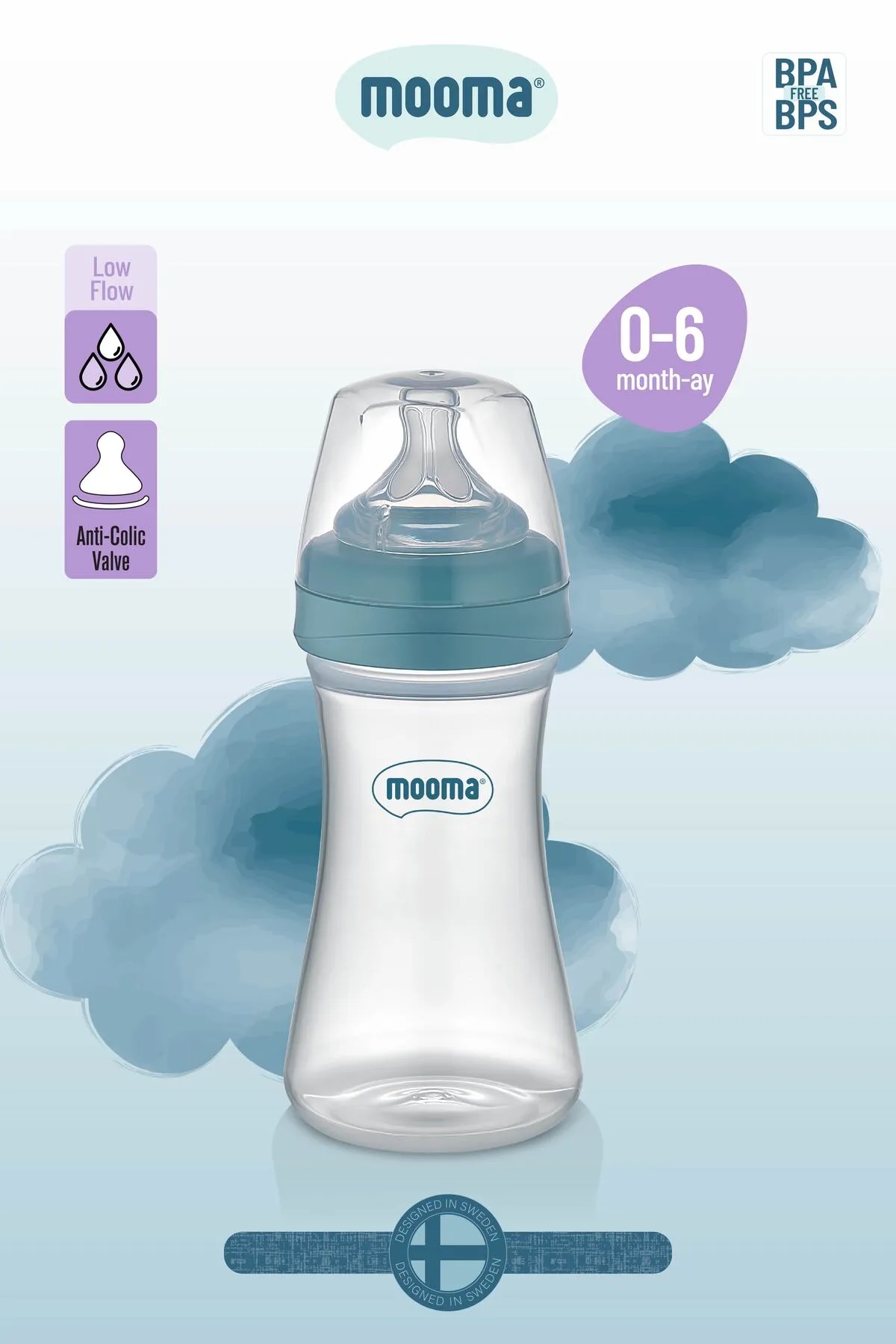 Biberon Anti Kolik Biberon 250 ml Kapaklı Biberon 0 - 6 Ay (Yavaş Akış)