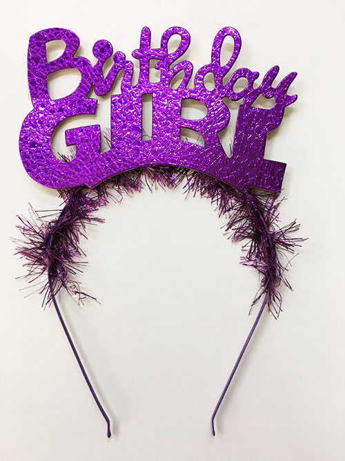 Birthday Girl Yazılı Metalize Parti Tacı Mor Renk  (CLZ)