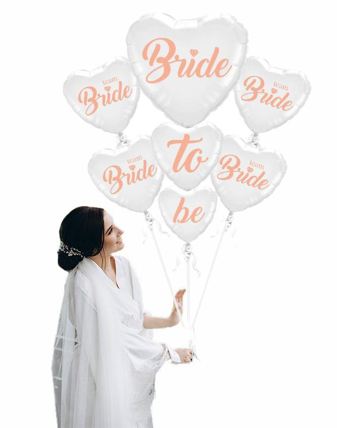 Bride To Be Team Bride Folyo Balon Buket Seti 5li Set Rose Gold Renk 100 cm (CLZ)
