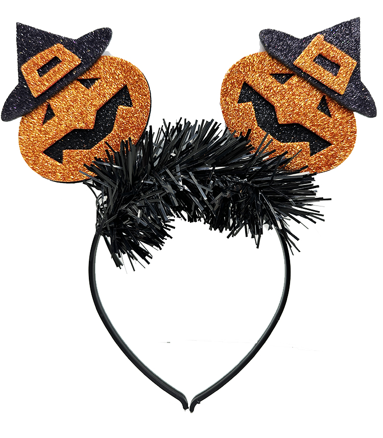 Cadılar Bayramı Halloween Şapkalı Balkabağı Figürlü Parti Tacı 18x20 cm (CLZ)
