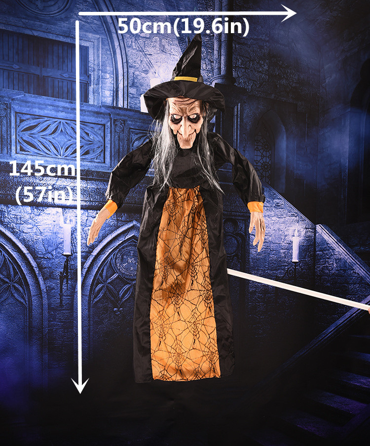 Cadılar Bayramı Halloween Sensörlü Işıklı Sesli Cadı 145 cm (CLZ)