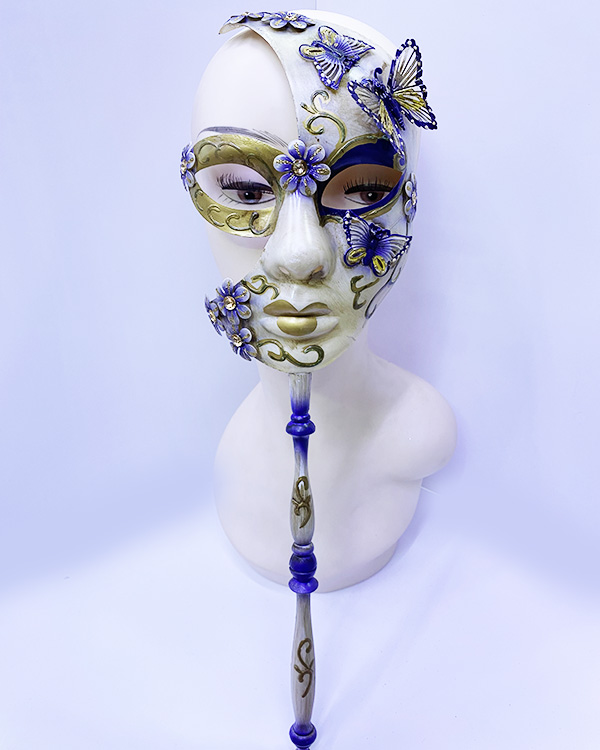 Kelebekli Masquerade Sopalı Venedik Maskesi Mor Renk 10x45 cm (CLZ)