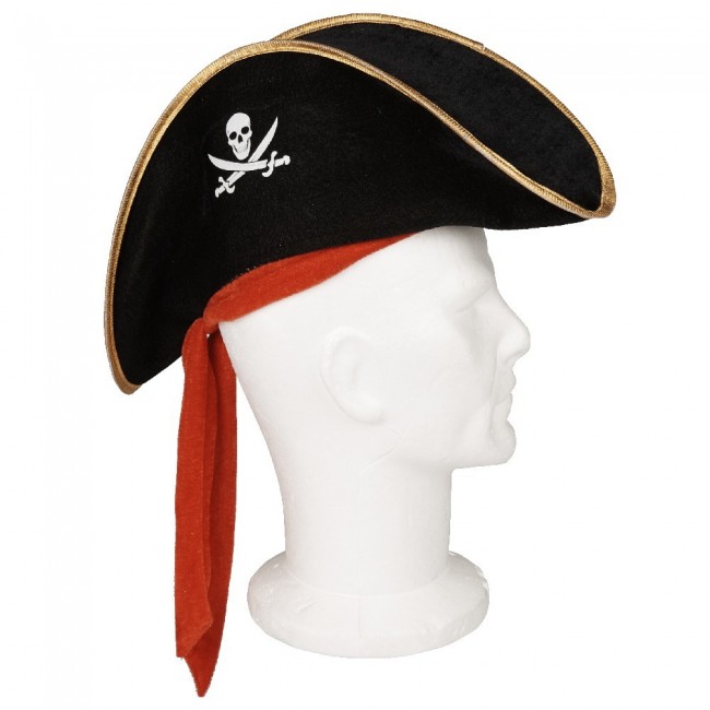 Çocuk Boy Kadife Jack Sparrow Denizci Kaptan Jack Korsan Şapkası 45x16 cm (CLZ)