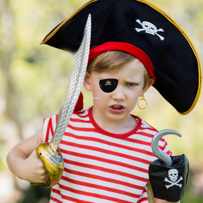 Çocuk Boy Kadife Korsan Şapkası Kılıcı Kancası Küpesi ve Göz Bandı Seti (CLZ)