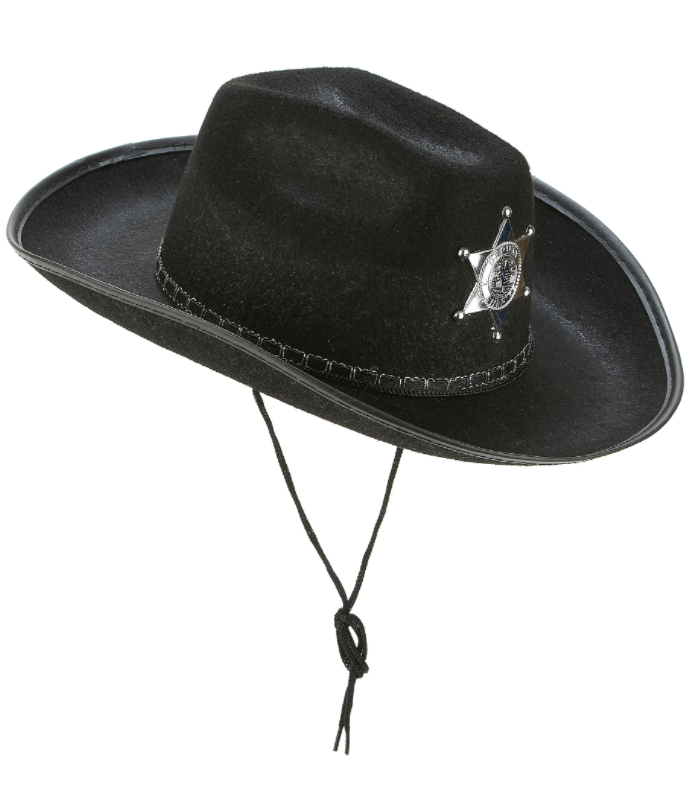 Çocuk Kovboy Şapkası Sheriff Şapkası Siyah Renk (CLZ)