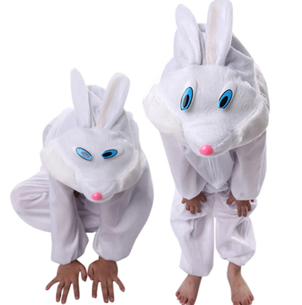 Çocuk Tavşan Kostümü Beyaz Renk 4-5 Yaş 100 cm (CLZ)