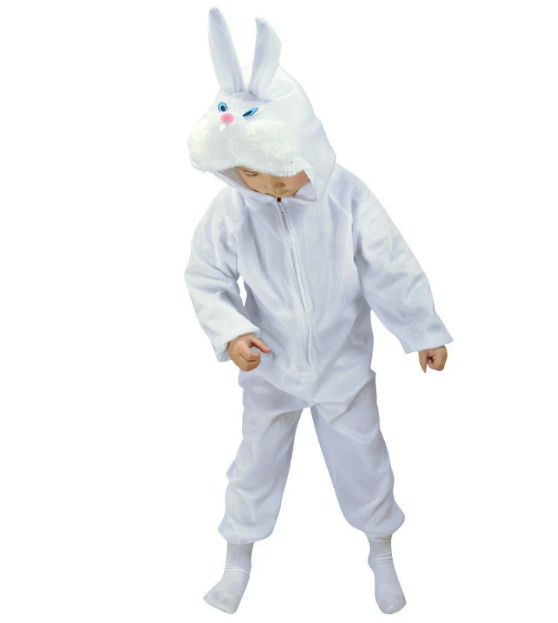Çocuk Tavşan Kostümü Beyaz Renk 4-5 Yaş 100 cm (CLZ)