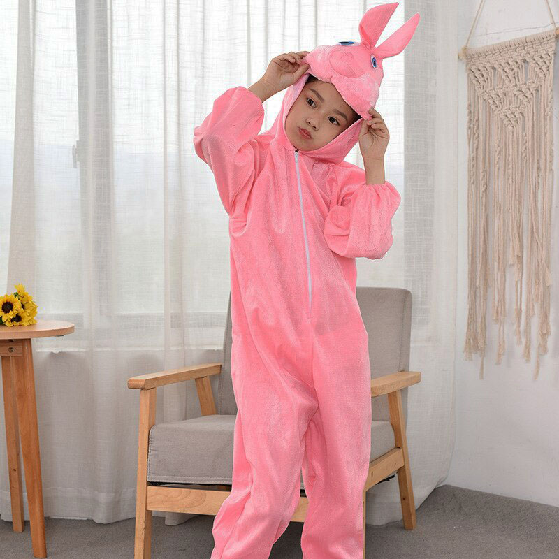 Çocuk Tavşan Kostümü Pembe Renk 6-7 Yaş 120 cm (CLZ)