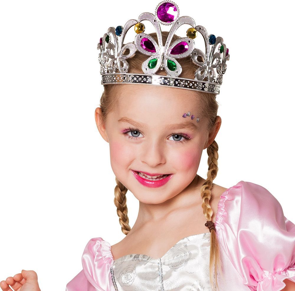 Çocuklar İçin Kraliçe Tacı - Çocuk Prenses Tacı Gümüş Renk (CLZ)