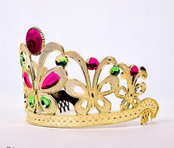 Çocuklar İçin Kraliçe Tacı - Çocuk Prenses Tacı Altın Renk (CLZ)
