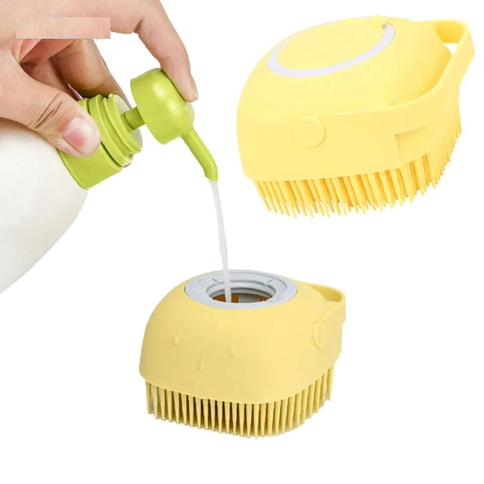 CLZ174 Çok Amaçlı Kese Fırça Şampuan-Deterjan Hazneli Silikon Duş -Pet- Mutfak Fırçası
