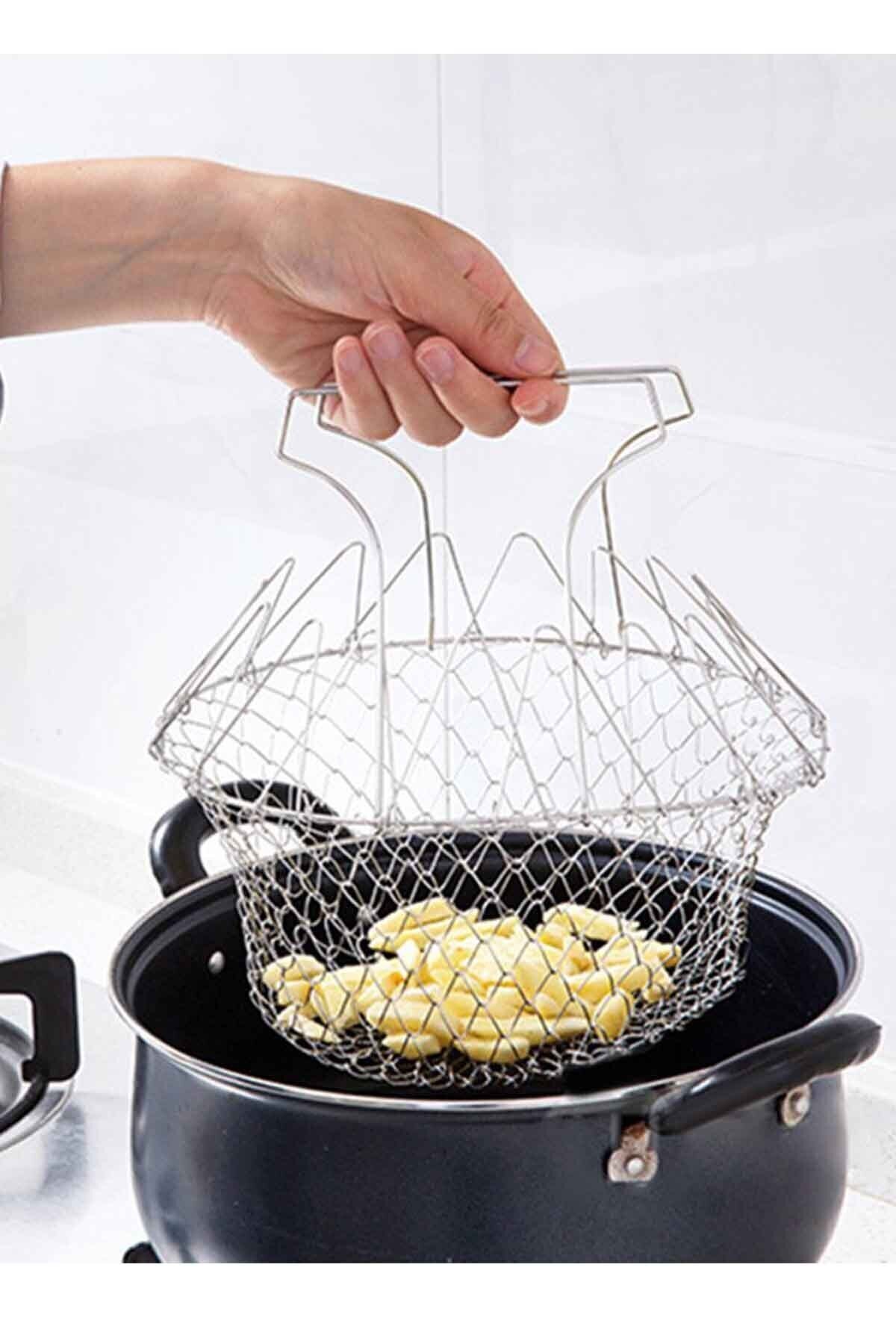 Çok Fonksiyonlu Pratik Süzgeç Katlanır - Kızartma Haşlama Aparatı -Chef Basket Çok Fonksiyonlu Pratik Süzgeç Katlanır - Kızartma Haşlama Aparatı -Chef Basket