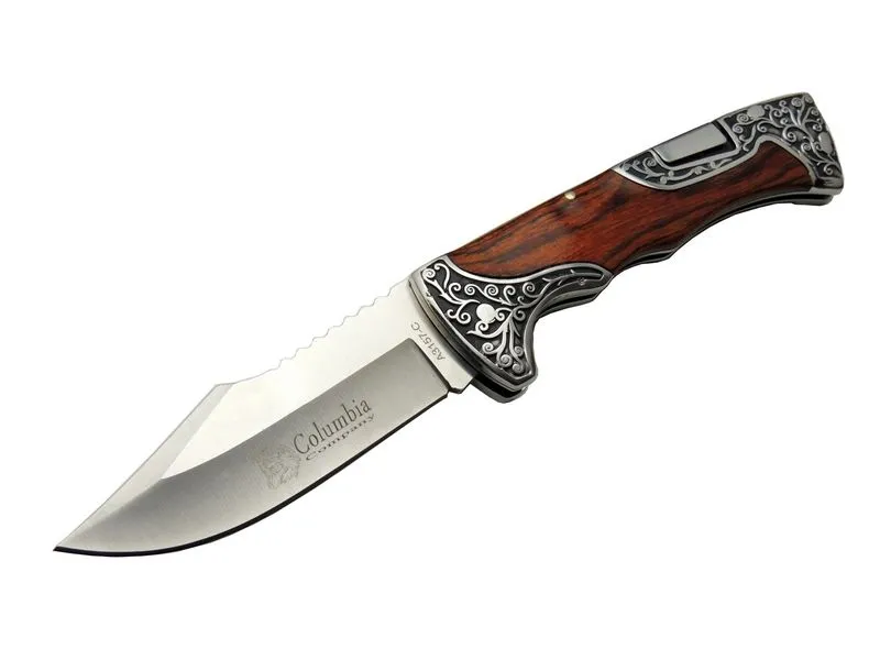 Columbia A3157A Av / Kamp Çakı 23 cm - Gül Ağacı İşlemeli Saplı