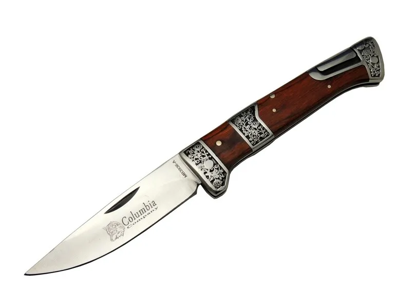 Columbia MB3936A Kahverengi Av / Kamp Çakısı 20cm- Manuel, İşlemeli, Kemerlikli, Ahşap Sap