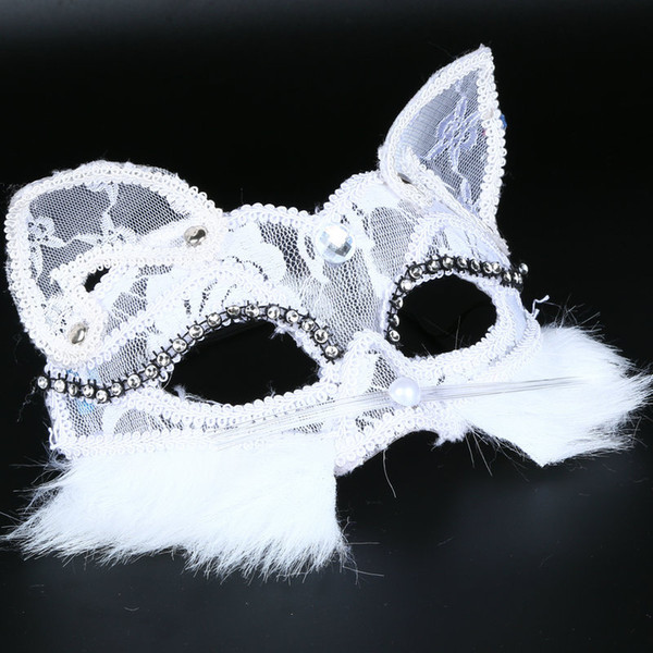 Dantelli Kedi Maskesi Beyaz Renk Yetişkin  (CLZ)