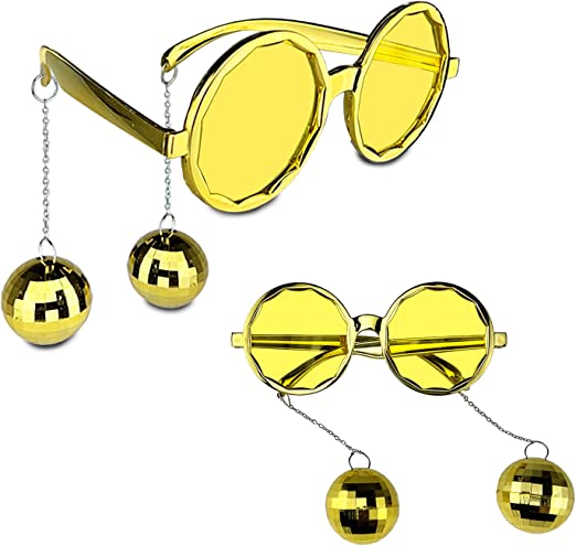 Disko Toplu Küpeli Parti Gözlüğü Altın Renk (CLZ)