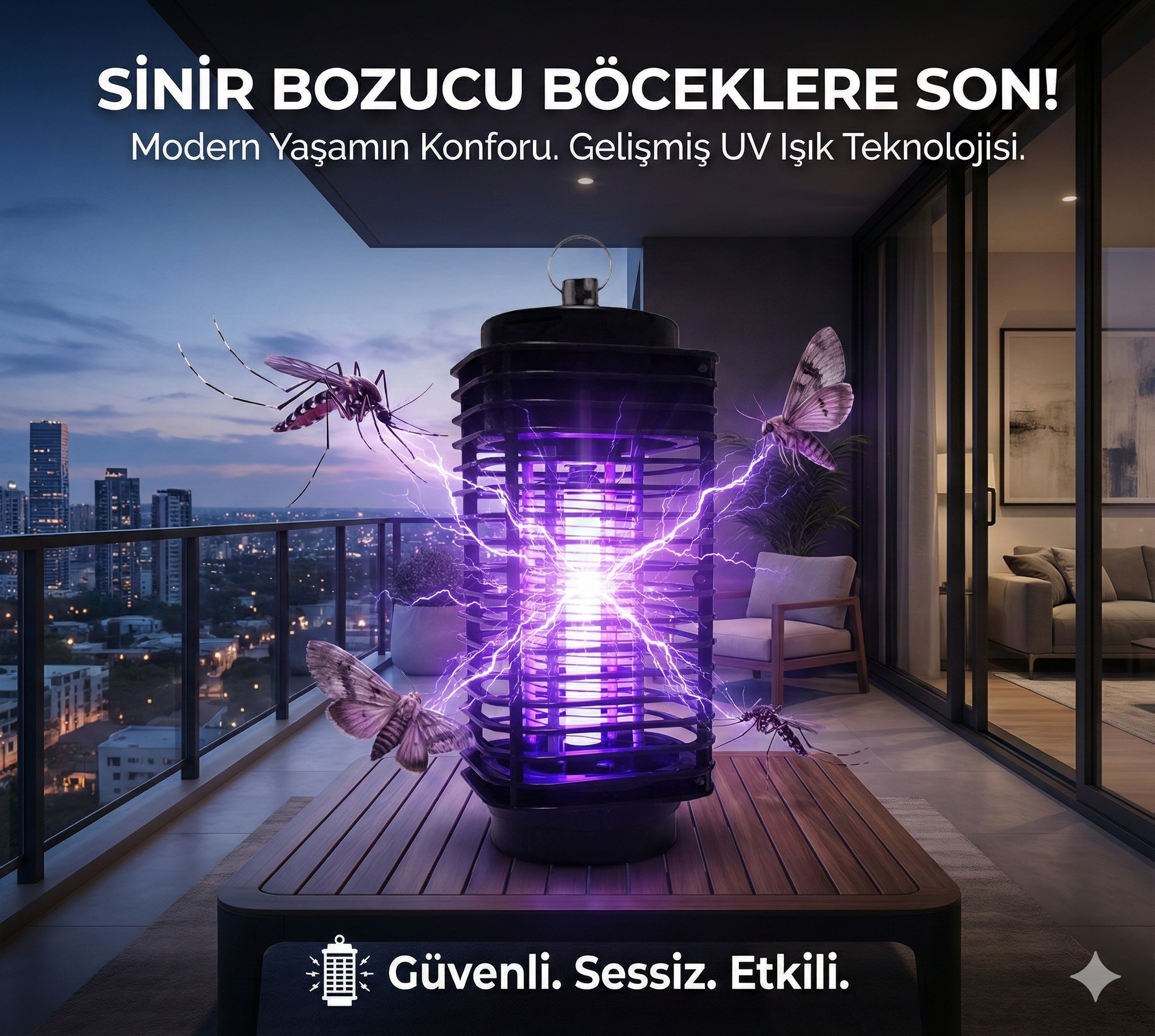 Elektrikli Sinek Öldürücü Cihaz Cız Lamba Mor Işık