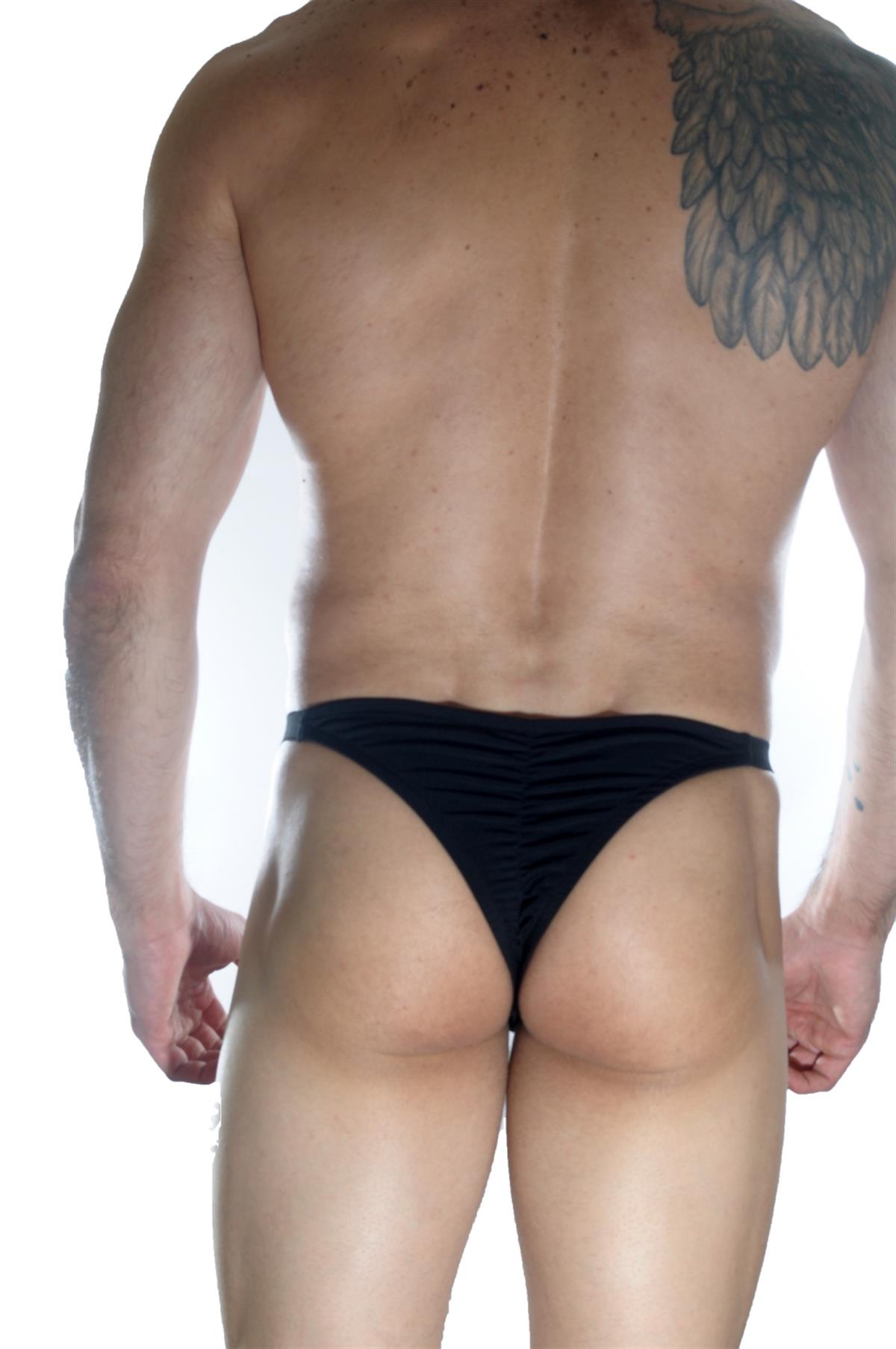 Erkek Arkası Büzgülü Siyah Brazillian Slip