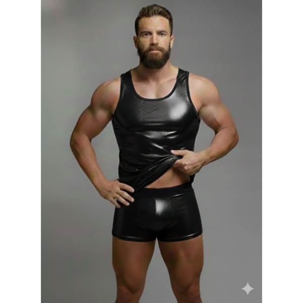 Erkek Lame Tank Top Boxer Takımı