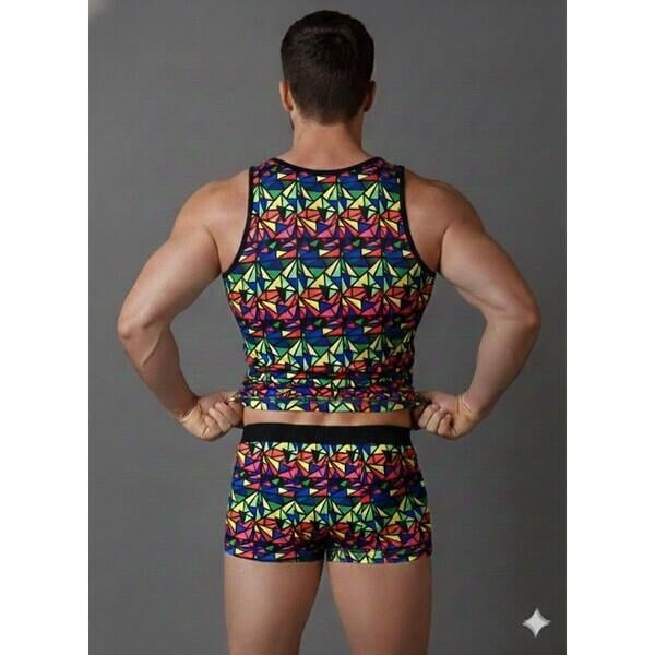 Erkek Renkli Tank Top Boxer Takımı
