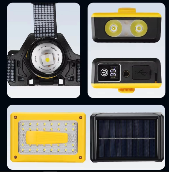 F.B.I Pro F-3003 Alüminyum PM10-TG LED Type-C Powerbank ve Solar Şarjlı Kamp Kafa Feneri