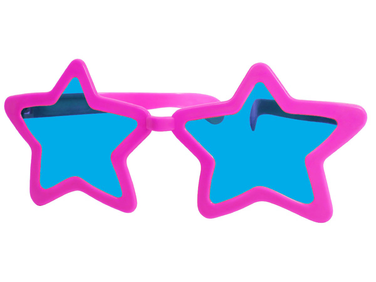 Fuşya Renk Pembe Renk Mega Boy Megastar Yıldız Şekilli Parti Gözlüğü (CLZ)