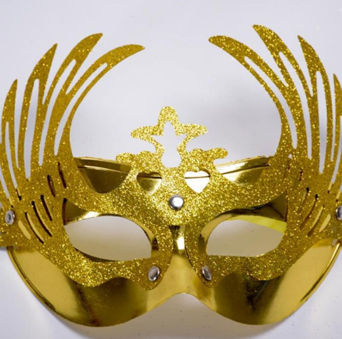 Geyik Model Altın Renk Venedik Yılbaşı Parti Maskesi (CLZ)