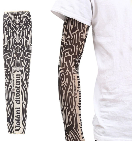 Giyilebilir Kol Dövmesi Çorap Dövme 3D Baskılı Kol Bacak Dövme 2 Adet Model 10 (CLZ)
